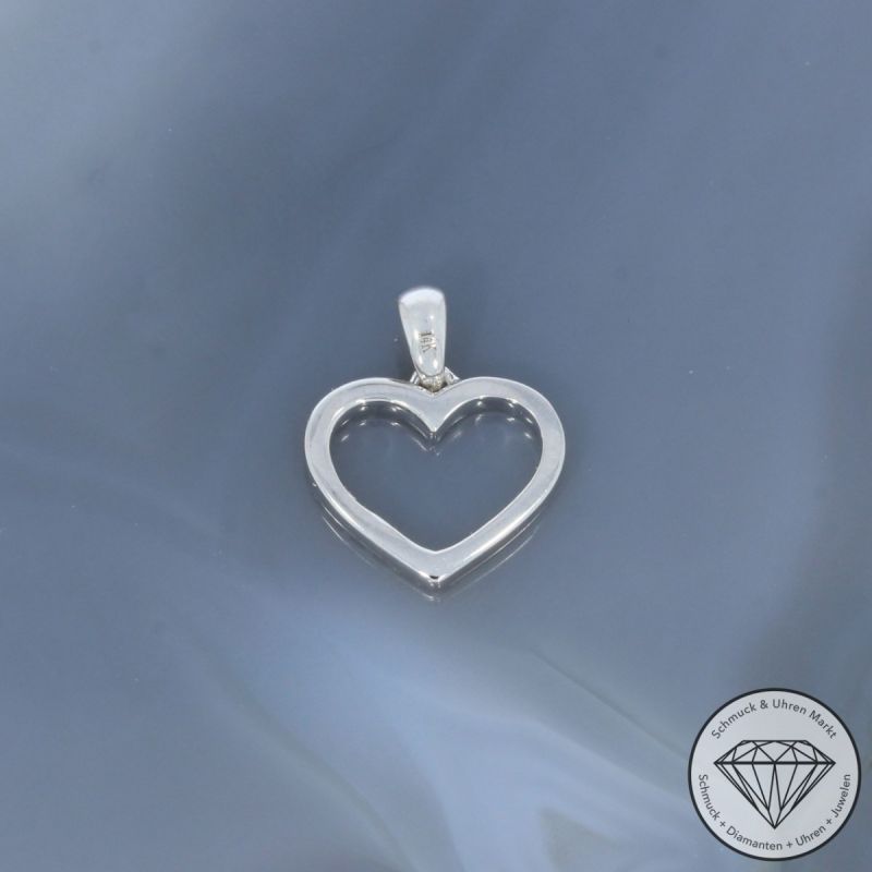 Wert 1050 € Brillant Anhänger Herz (0,10 carat) in 585er 14 K Weißgold - H1821