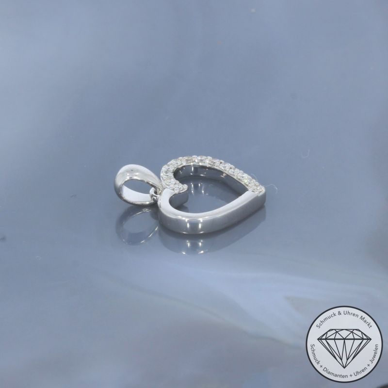 Wert 1050 € Brillant Anhänger Herz (0,10 carat) in 585er 14 K Weißgold - H1821