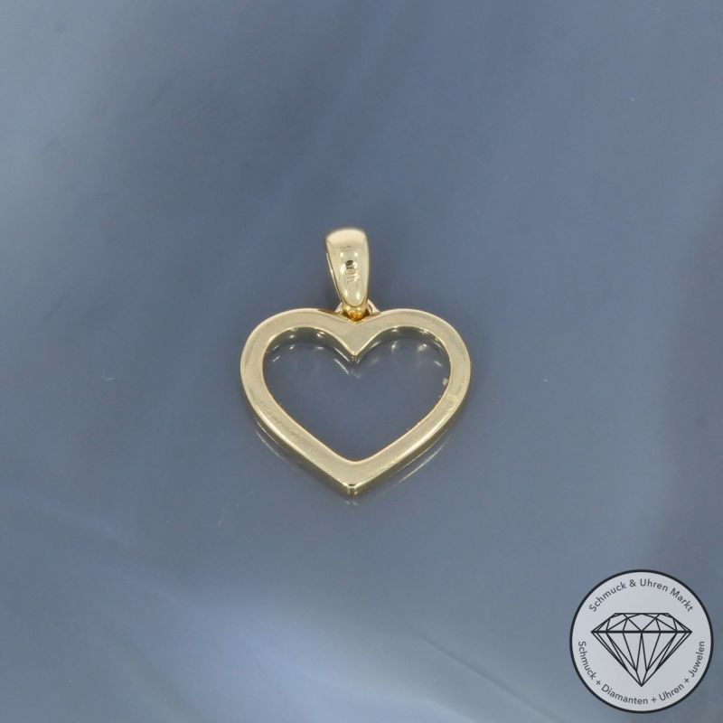 Wert 1050 € Brillant Anhänger Herz (0,10 carat) in 585er 14 K Gelbgold - H1820