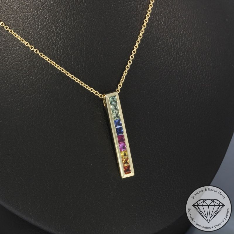 Wert 1350 € Saphir Collier in 585er 14 K Gelbgold - H1824