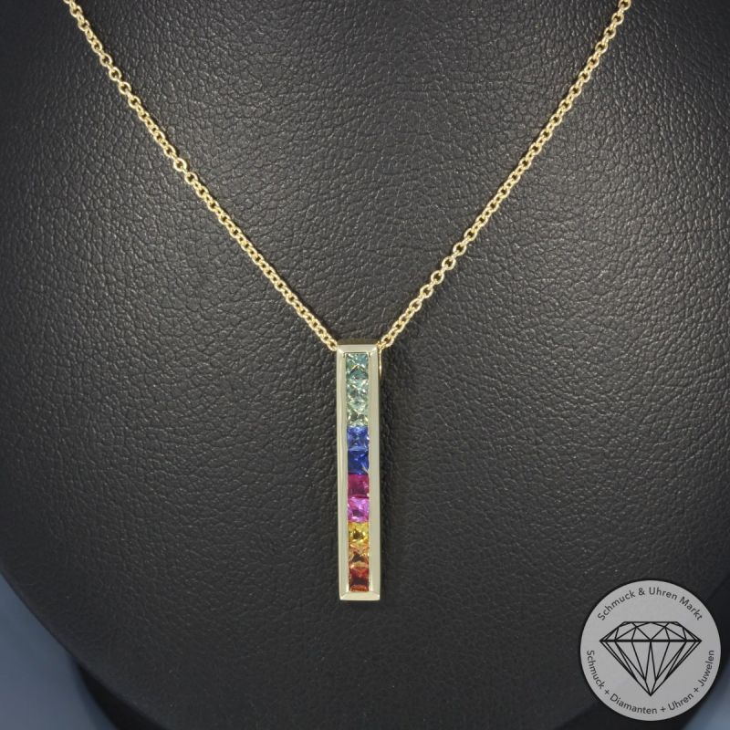 Wert 1350 € Saphir Collier in 585er 14 K Gelbgold - H1824