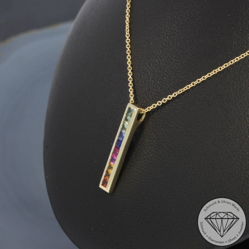 Wert 1350 € Saphir Collier in 585er 14 K Gelbgold - H1824
