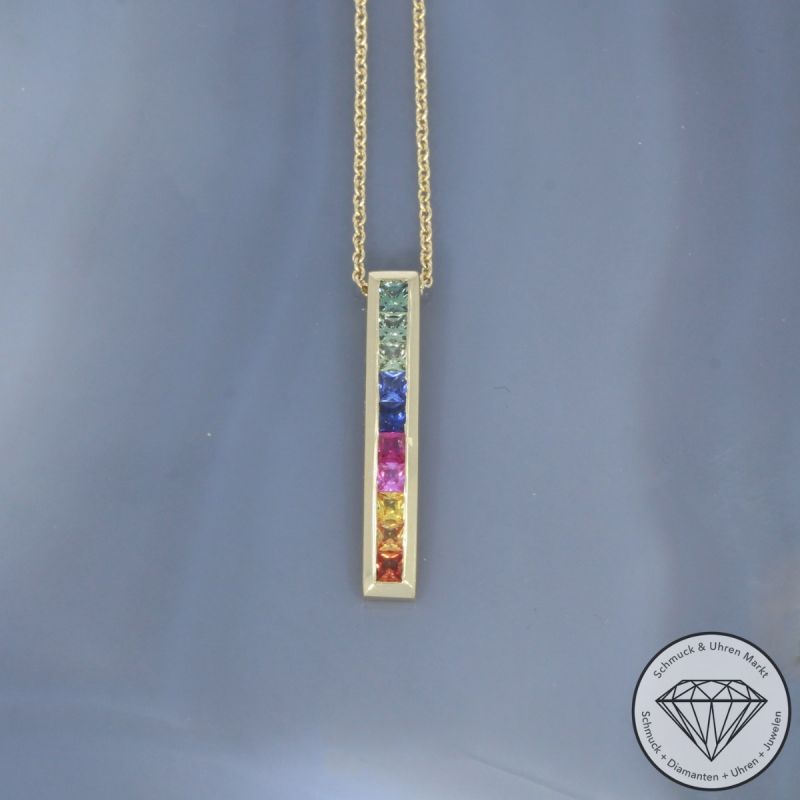 Wert 1350 € Saphir Collier in 585er 14 K Gelbgold - H1824