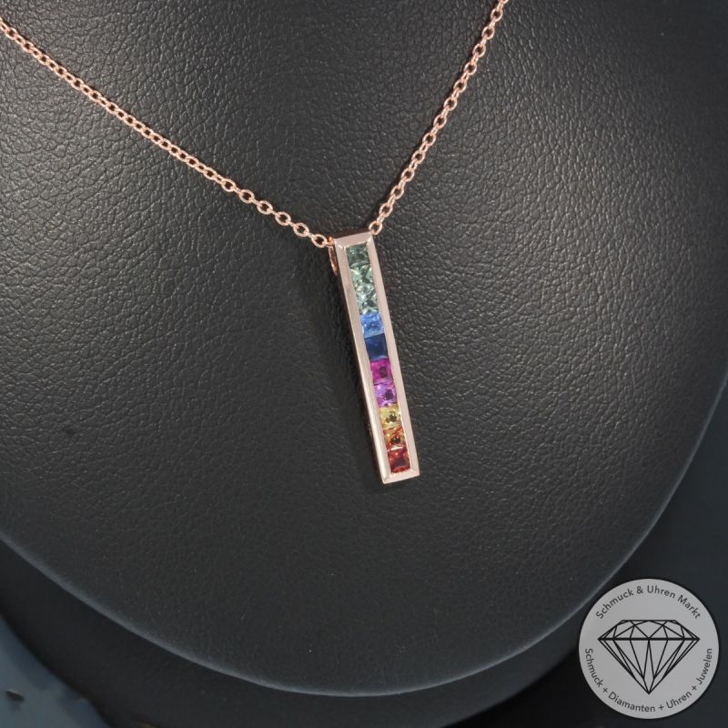 Wert 1350 € Saphir Collier in 585er 14 K Roségold - H1825