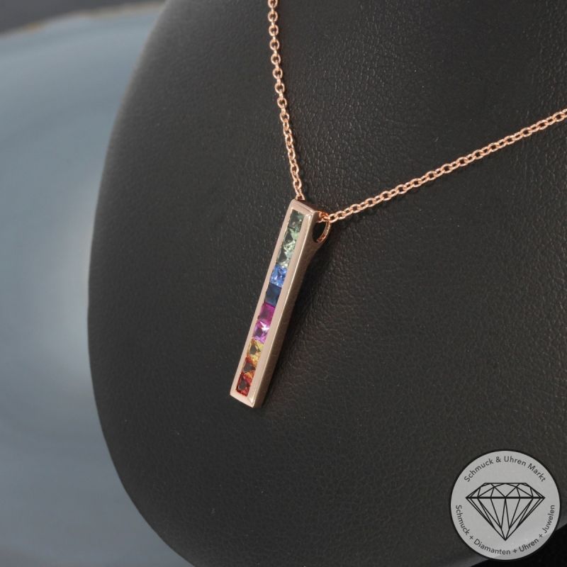 Wert 1350 € Saphir Collier in 585er 14 K Roségold - H1825