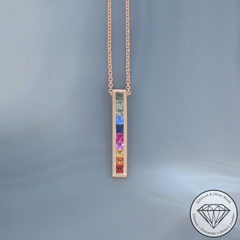Wert 1350 € Saphir Collier in 585er 14 K Roségold - H1825