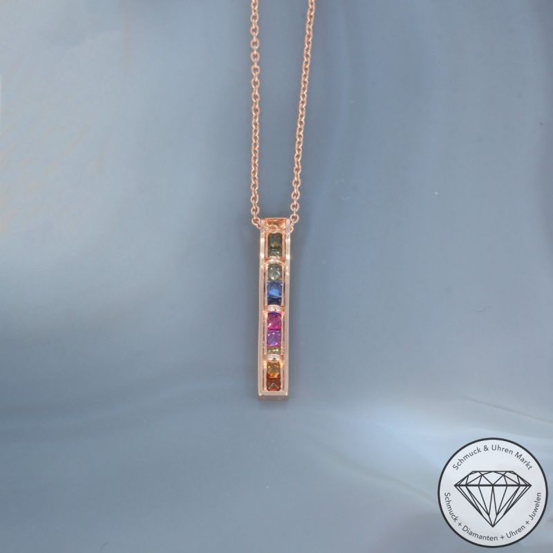 Wert 1350 € Saphir Collier in 585er 14 K Roségold - H1825
