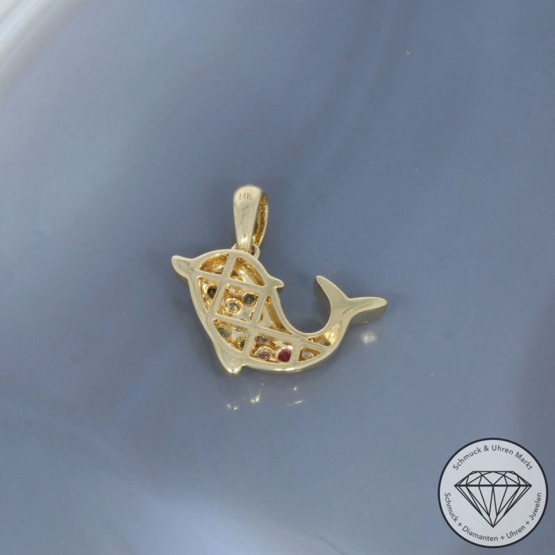 Wert 1290 € Brillant Diamant Saphir Anhänger in 585er 14 K Gelbgold - H1821