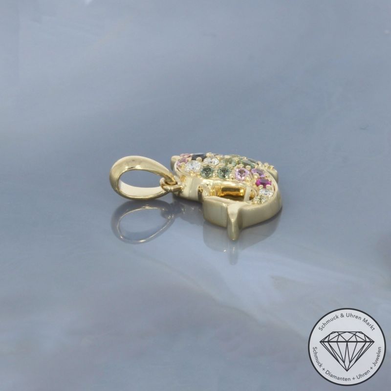 Wert 1290 € Brillant Diamant Saphir Anhänger in 585er 14 K Gelbgold - H1821