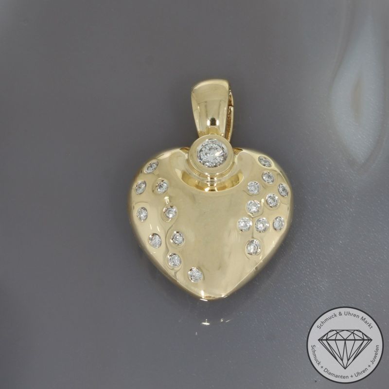 Wert 3590 € Brillant Anhänger Herz (ca. 0,58 carat) in 585er 14 K Gelbgold - 101005
