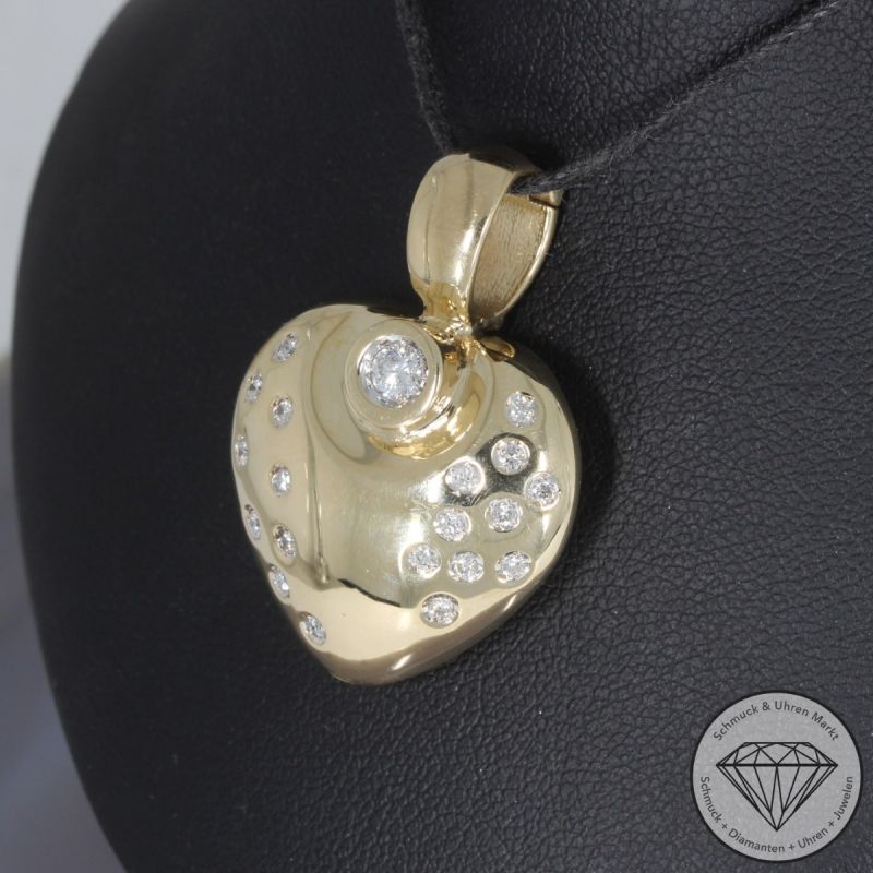 Wert 3590 € Brillant Anhänger Herz (ca. 0,58 carat) in 585er 14 K Gelbgold - 101005