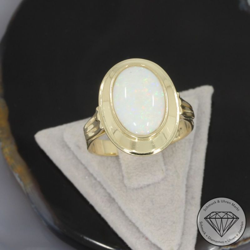 Wert 1990 € Opal Ring in 585er 14 K Gelbgold - 101023