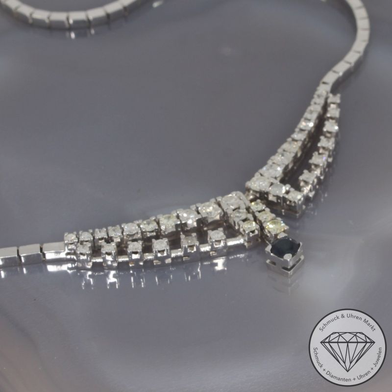Sale! Wert 9100 € Brillant Diamant Saphir Collier in 750er 18 K Weißgold - 101033