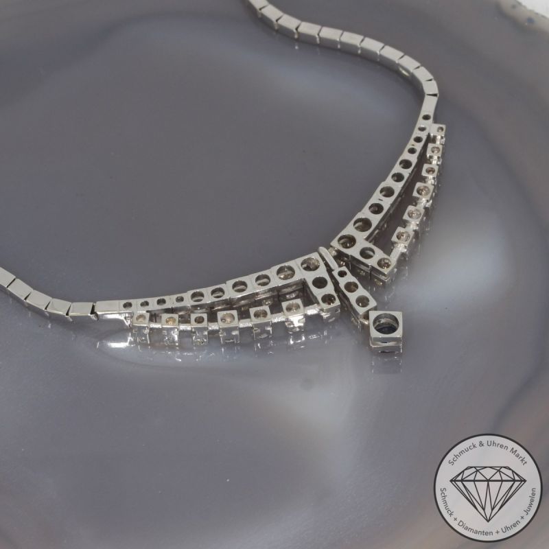 Sale! Wert 9100 € Brillant Diamant Saphir Collier in 750er 18 K Weißgold - 101033