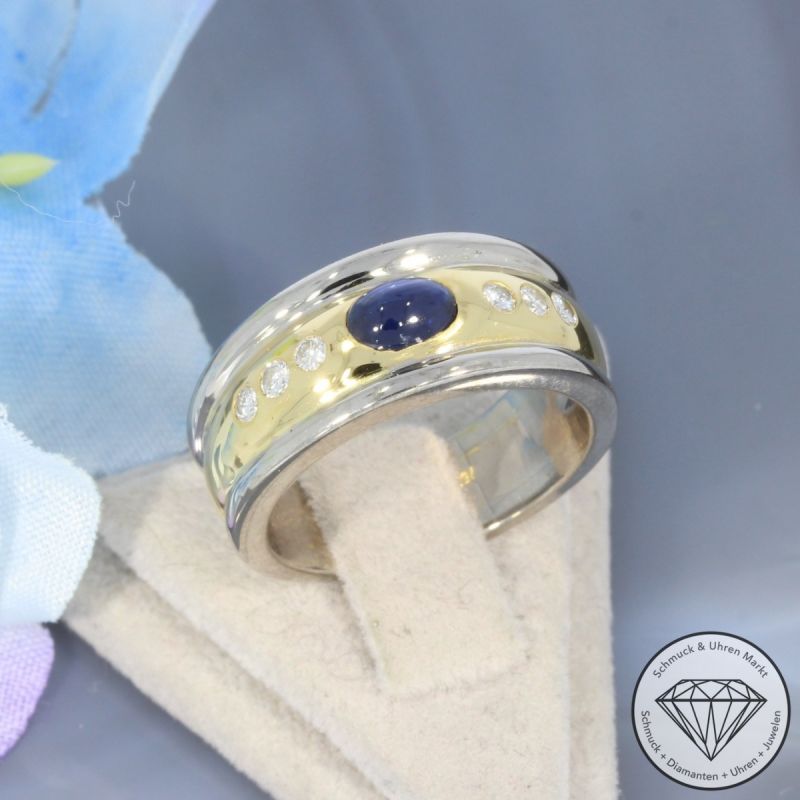 Wert 3250 € Bicolor Brillant Saphir Ring in 750er 18 K Gold - 101035
