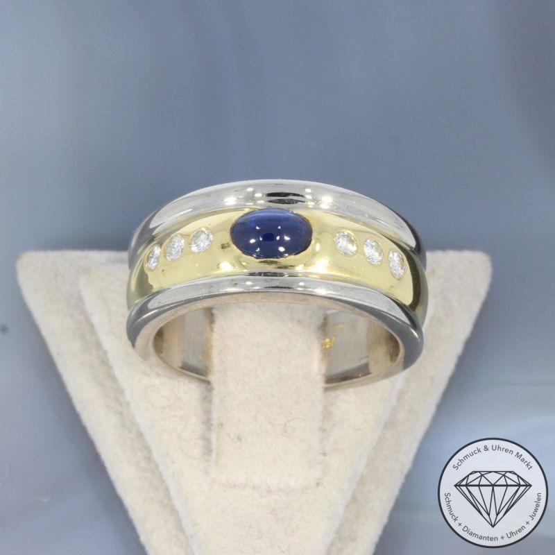 Wert 3250 € Bicolor Brillant Saphir Ring in 750er 18 K Gold - 101035