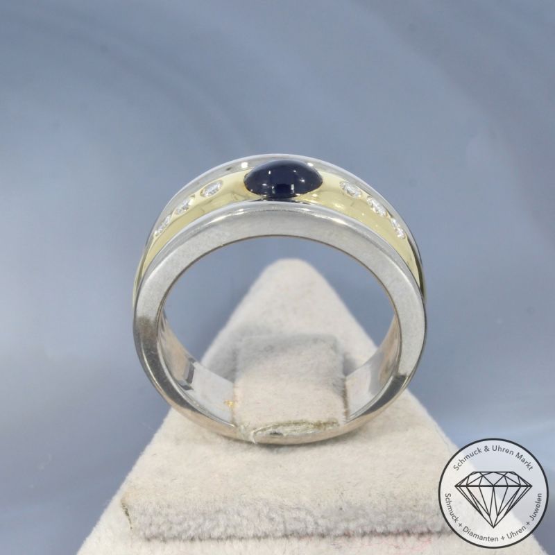 Wert 3250 € Bicolor Brillant Saphir Ring in 750er 18 K Gold - 101035