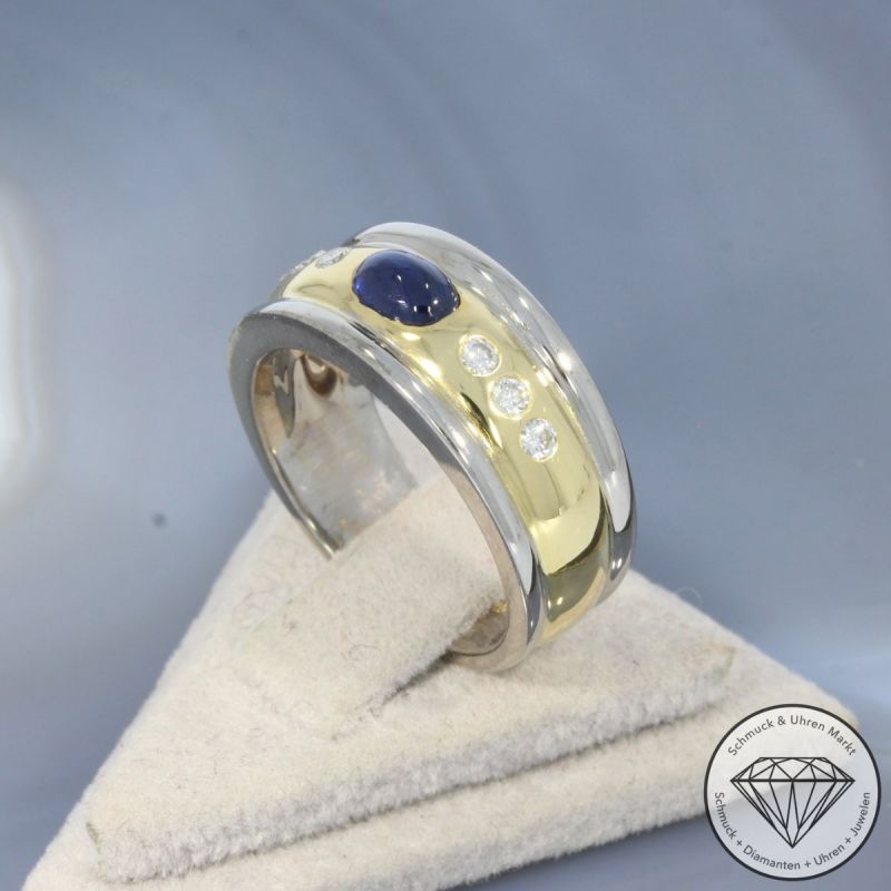 Wert 3250 € Bicolor Brillant Saphir Ring in 750er 18 K Gold - 101035