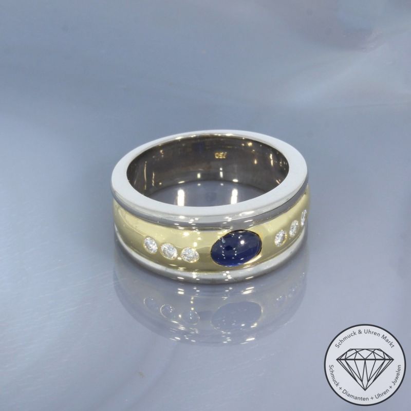 Wert 3250 € Bicolor Brillant Saphir Ring in 750er 18 K Gold - 101035