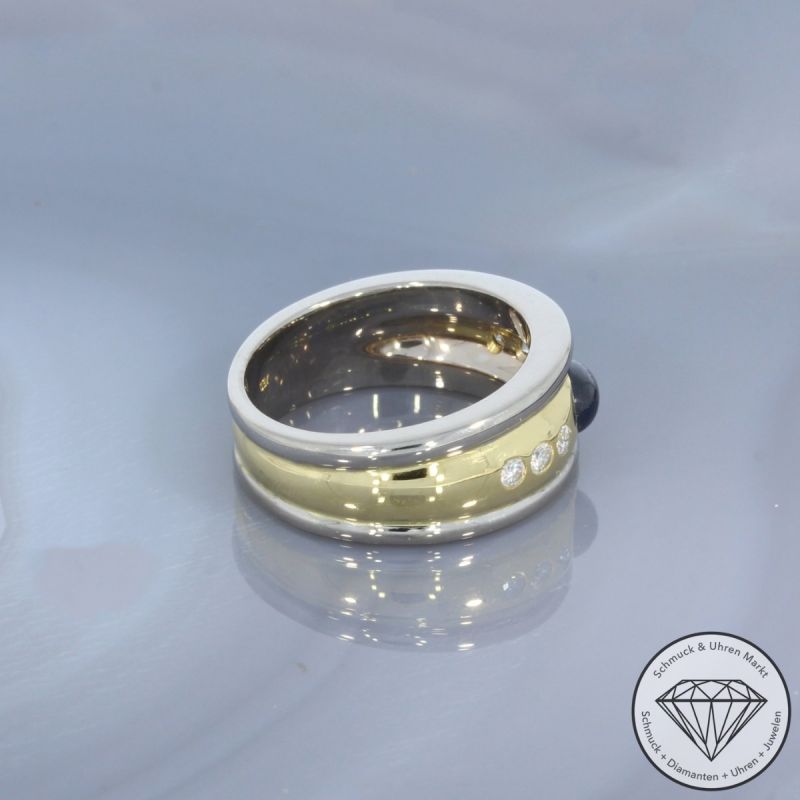 Wert 3250 € Bicolor Brillant Saphir Ring in 750er 18 K Gold - 101035