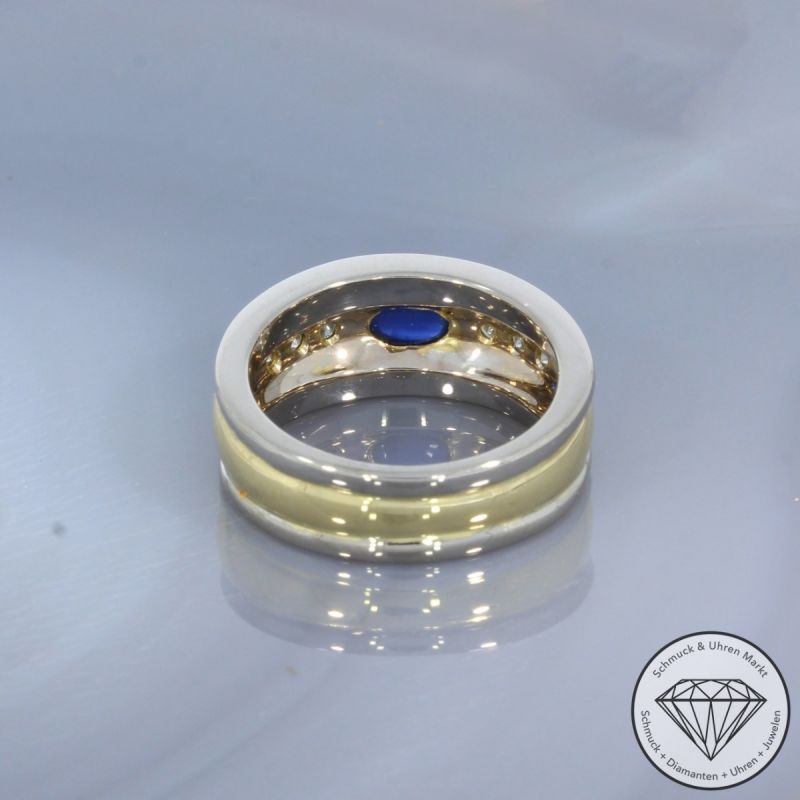 Wert 3250 € Bicolor Brillant Saphir Ring in 750er 18 K Gold - 101035