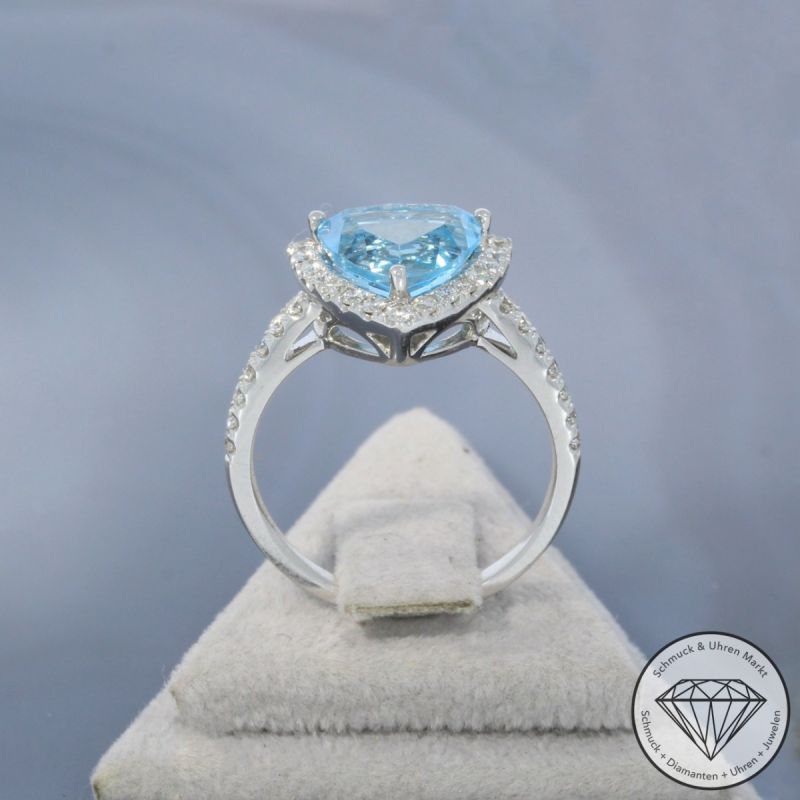 Wert 3090 € Brillant Topas Ring in 585er 14 K Weißgold - 101062