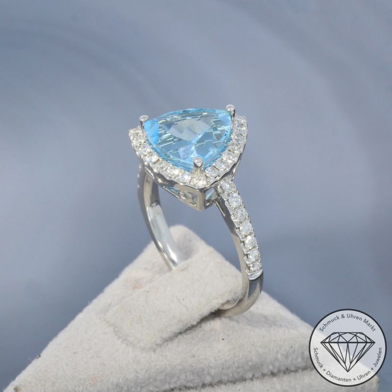 Wert 3090 € Brillant Topas Ring in 585er 14 K Weißgold - 101062