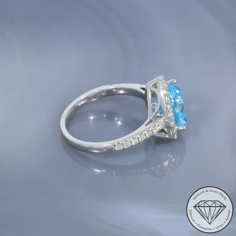 Wert 3090 € Brillant Topas Ring in 585er 14 K Weißgold - 101062