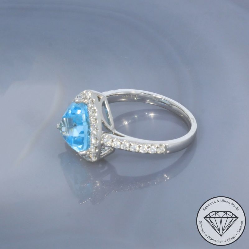 Wert 3090 € Brillant Topas Ring in 585er 14 K Weißgold - 101062