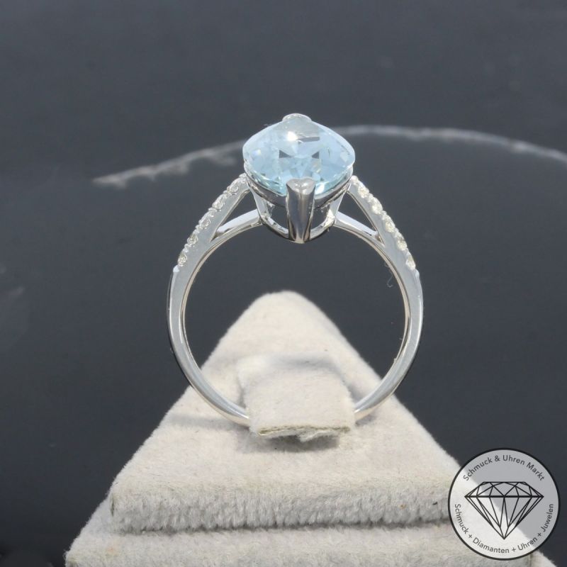 Wert 2690 € Brillant Aquamarin Ring in 585er 14 K Weißgold - 101063
