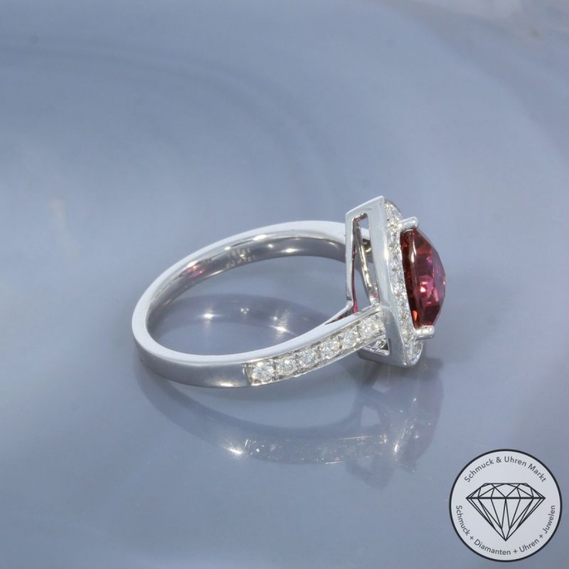Wert 4590 € Brillant Turmalin Ring in 585er 14 K Weißgold - 101073