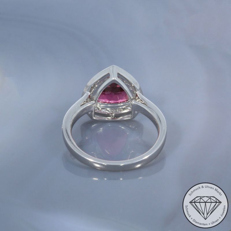 Wert 4590 € Brillant Turmalin Ring in 585er 14 K Weißgold - 101073