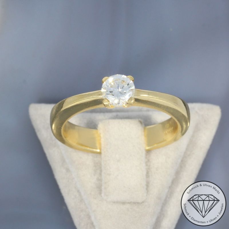 Wert 6900 € Solitär Brillant Ring (ca. 0,75 carat) in 750er 18 K Gelbgold - 101076