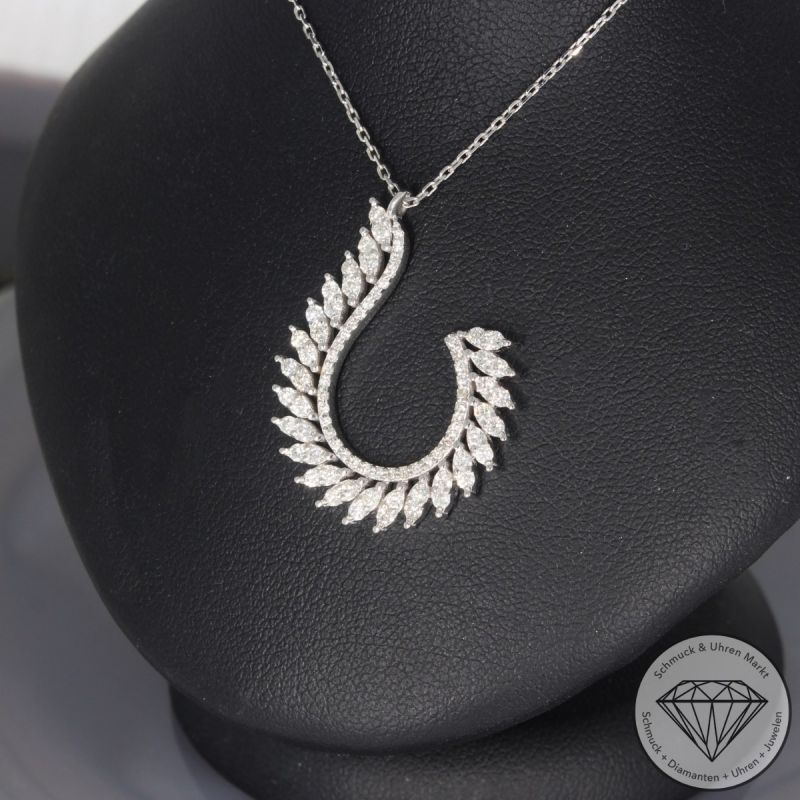 Wert 5090 € Brillant Anhänger mit Kette (0,81 carat) in 585er 14 K Weißgold - 101079