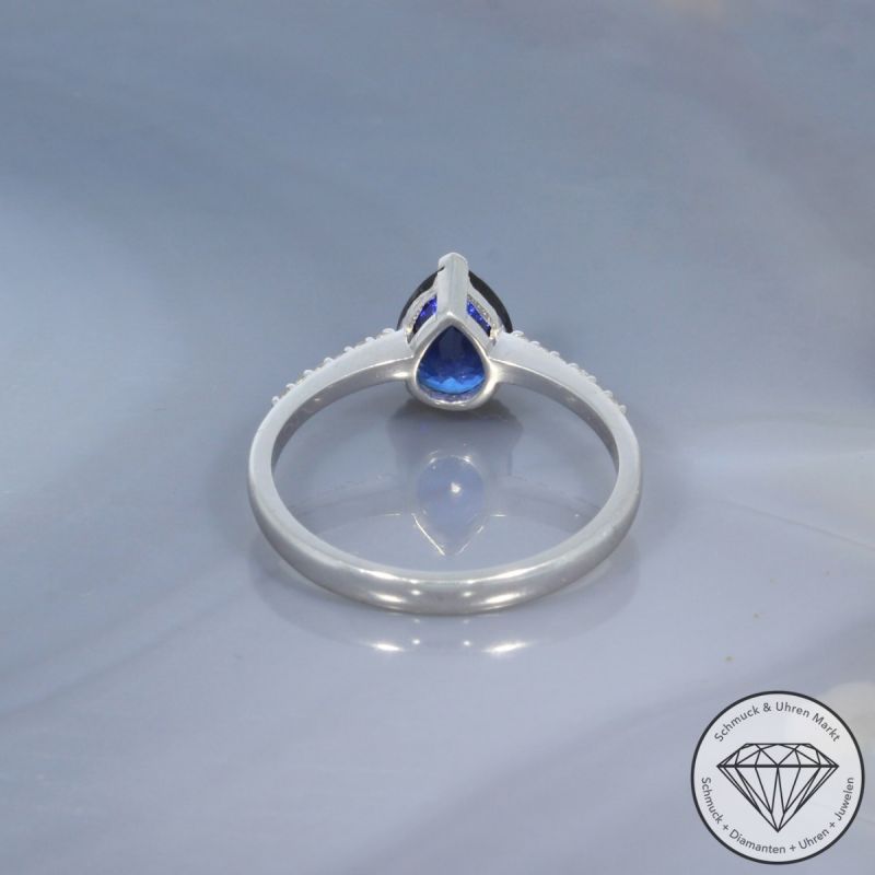 Wert 2050 € Brillant Saphir Ring in 585er 14 K Weißgold - 101087