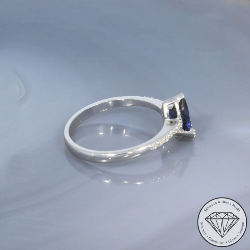 Wert 2050 € Brillant Saphir Ring in 585er 14 K Weißgold - 101087