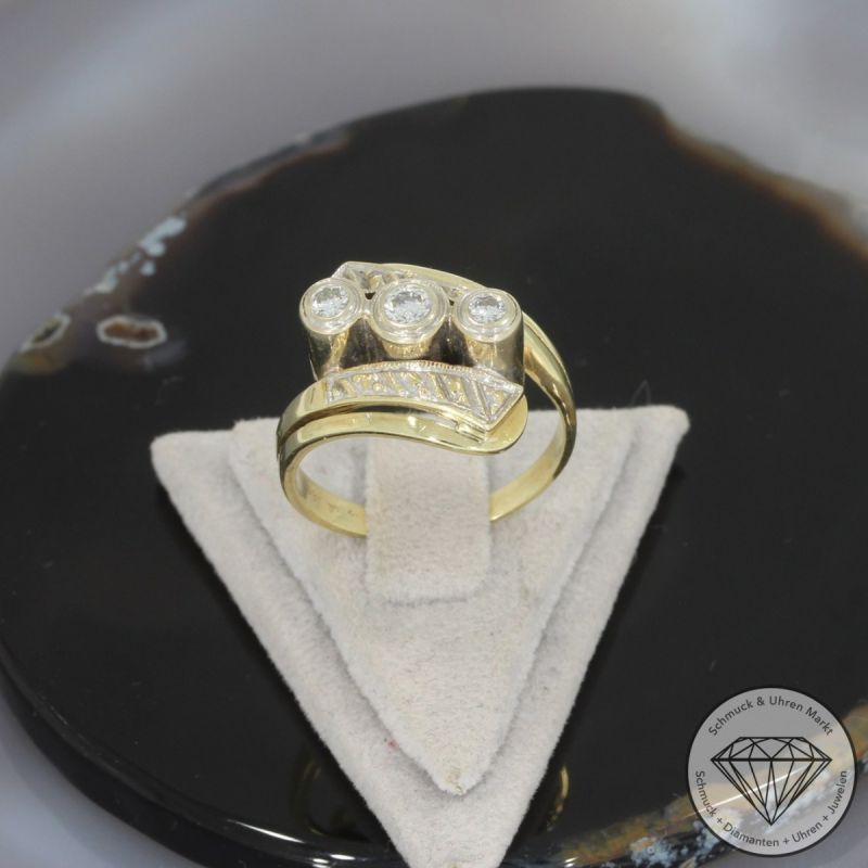 Wert 2150 € Bicolor Brillant Ring (ca. 0,30 carat) in 750er 18 K Gold - 101123