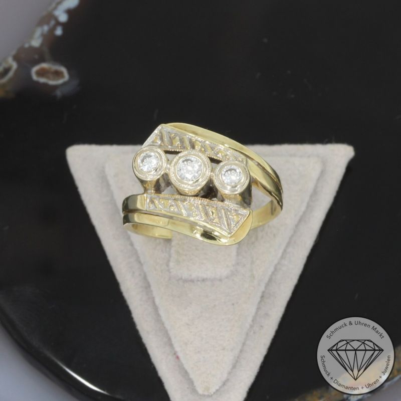 Wert 2150 € Bicolor Brillant Ring (ca. 0,30 carat) in 750er 18 K Gold - 101123