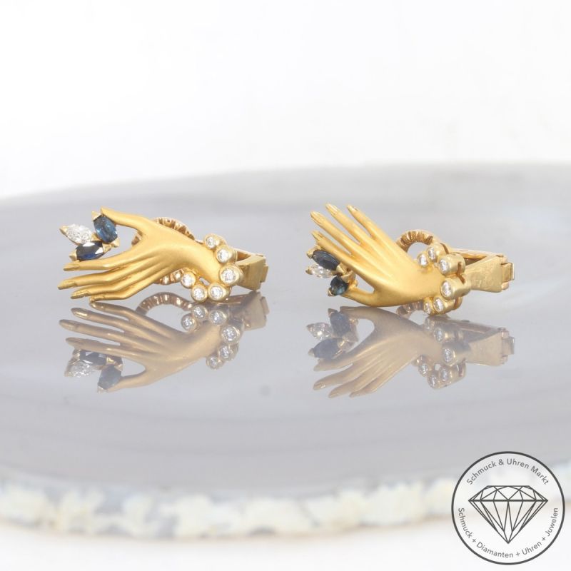 Wert 5400 € Carrera y Carrera Brillant Diamant Saphir Ohrringe in 750er 18K Gelbgold - 101126