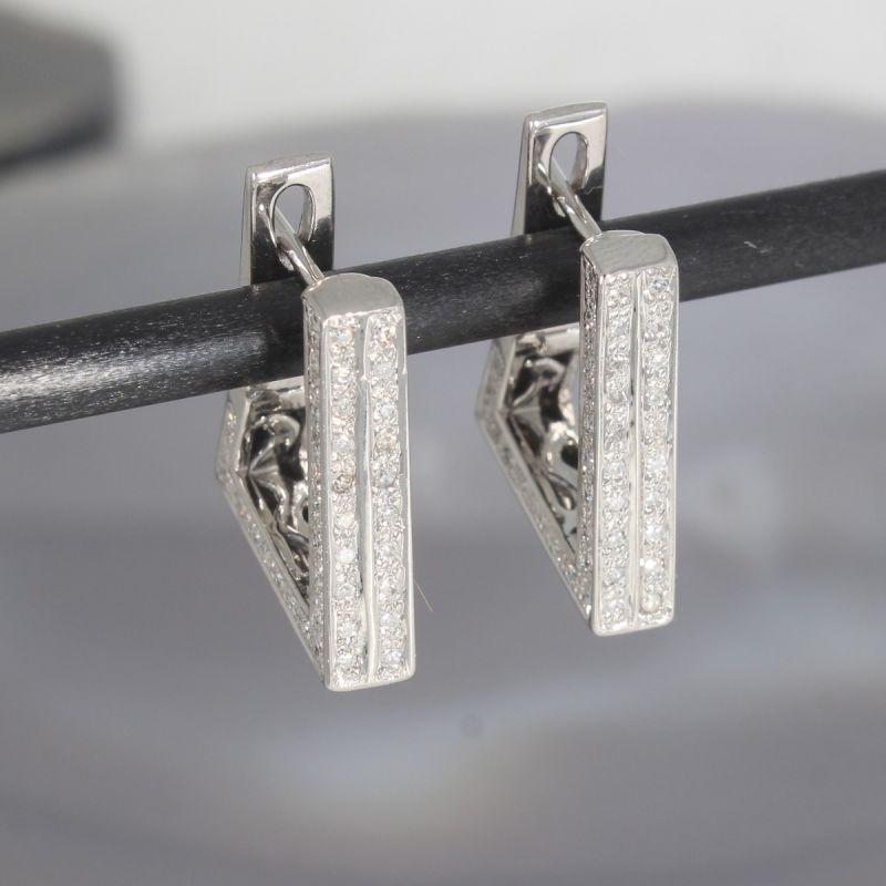 Wert 3900 € Diamant Ohrringe Creolen in 750er 18 K Weißgold - 101127