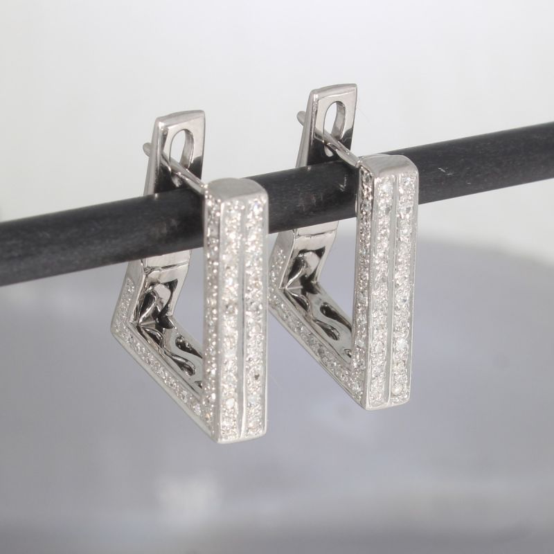 Wert 3900 € Diamant Ohrringe Creolen in 750er 18 K Weißgold - 101127