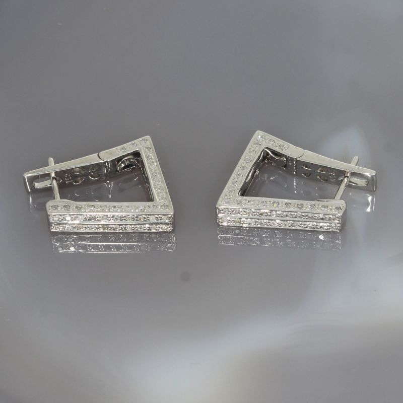 Wert 3900 € Diamant Ohrringe Creolen in 750er 18 K Weißgold - 101127