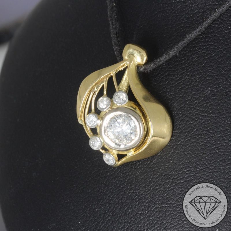 Wert 3950 € Brillant Diamant Anhänger in 750er 18 K Gelbgold - 101134
