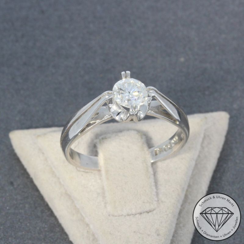 Wert 2590 € Solitär Brillant Ring (ca. 0,50 carat) in 585er 14 K Weißgold - 101141