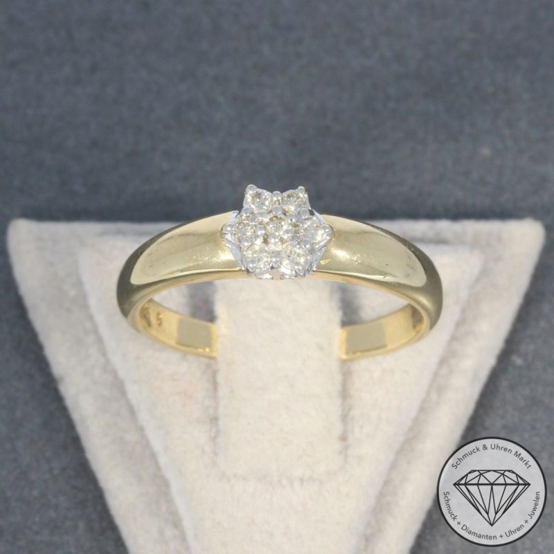 Wert 1050 € Bicolor Brillant Ring (ca. 0,14 carat) in 585er 14 K Gold - 101147