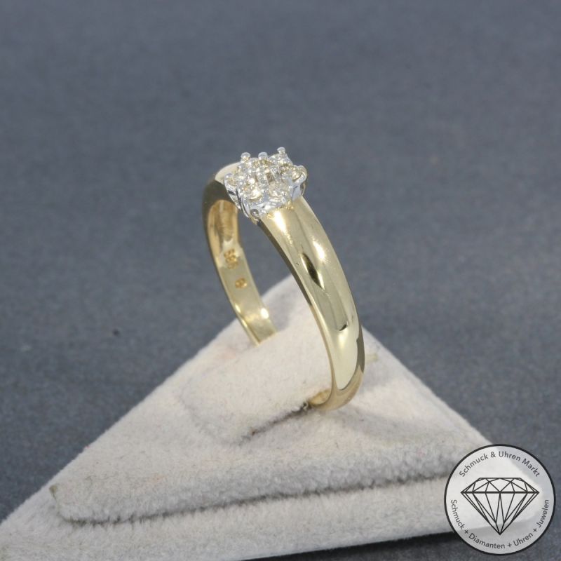 Wert 1050 € Bicolor Brillant Ring (ca. 0,14 carat) in 585er 14 K Gold - 101147