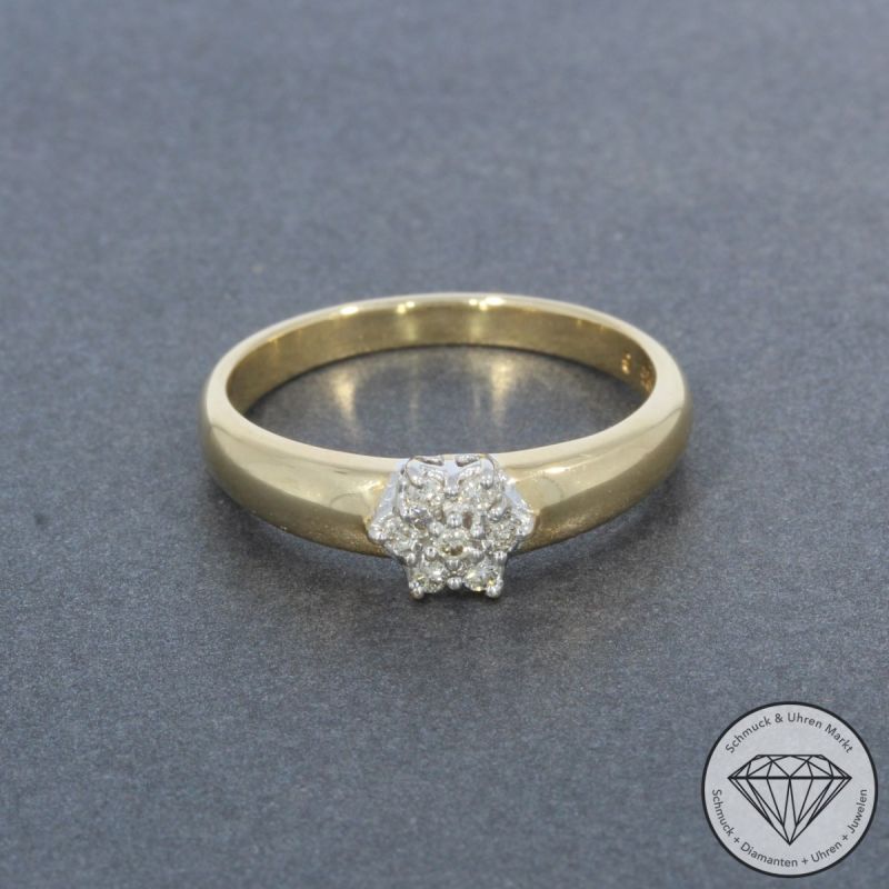 Wert 1050 € Bicolor Brillant Ring (ca. 0,14 carat) in 585er 14 K Gold - 101147