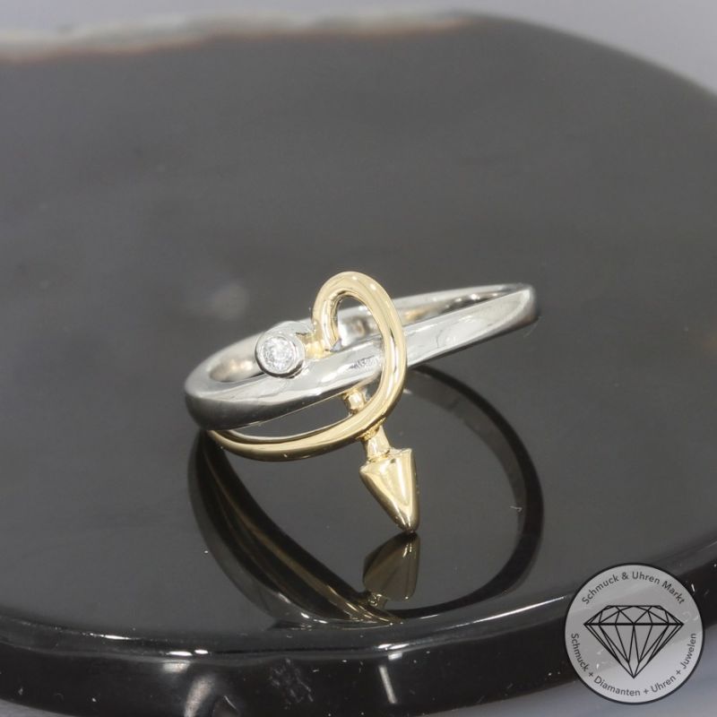 Wert 1390 € Bicolor Brillant Ring in 950er Platin & 750er 18 K Gelbgold - 101176
