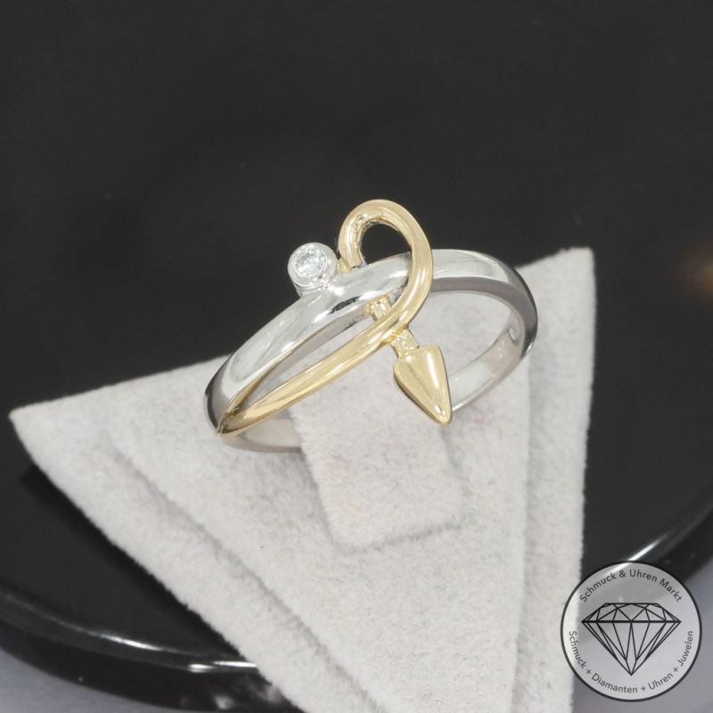 Wert 1390 € Bicolor Brillant Ring in 950er Platin & 750er 18 K Gelbgold - 101176