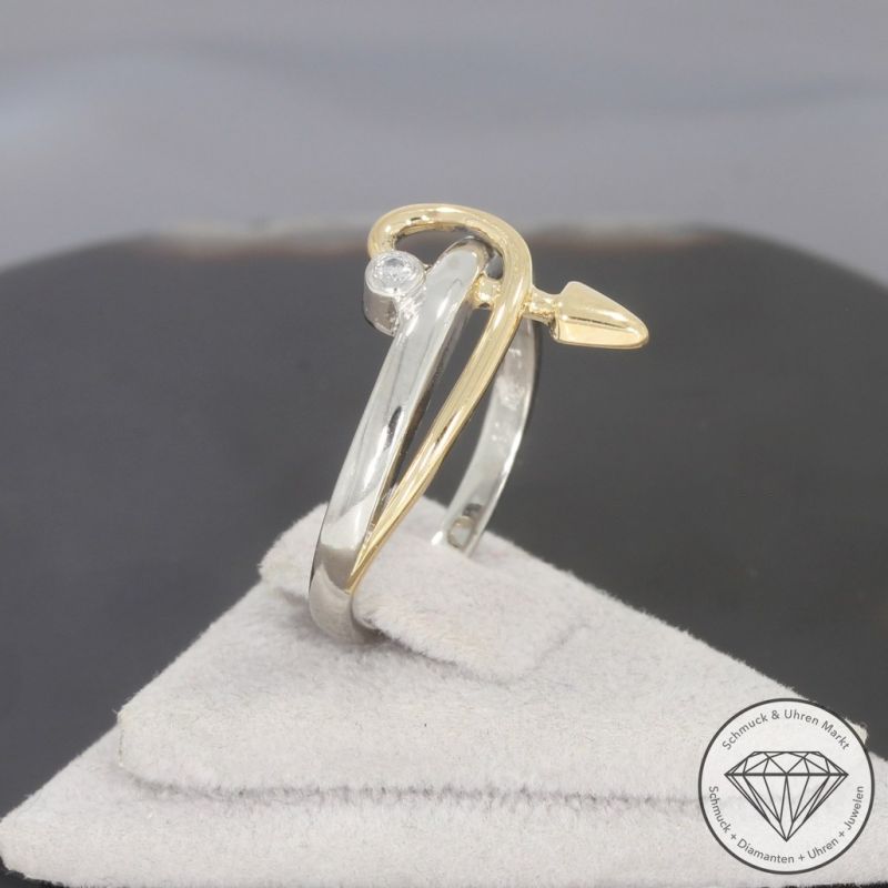 Wert 1390 € Bicolor Brillant Ring in 950er Platin & 750er 18 K Gelbgold - 101176